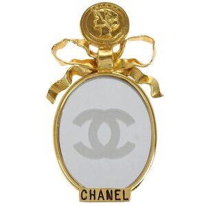 Chanel Bow Mirror Brooch Pin Gold 112548